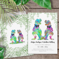 Mariage Gay Dinosaure Coloré T-Rex Deux Mariés