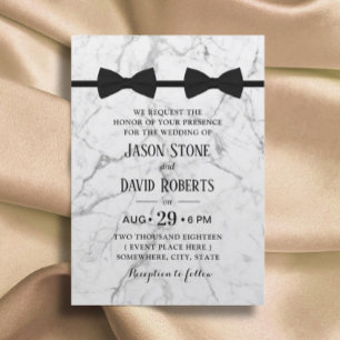 Invitation Mariage Gay Double Bow Cravates Marbre moderne