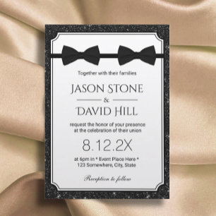 Invitation Mariage Gay double Bow Cravates moderne Parties sc