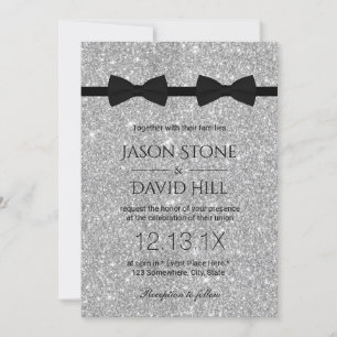 Invitation Mariage gay double Bow Cravates moderne Parties sc