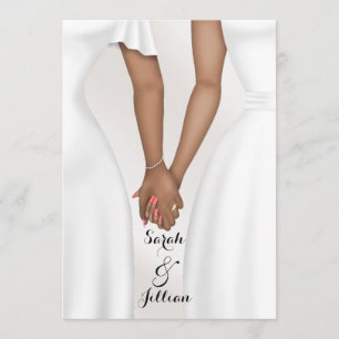 Invitation Mariage gay élégant, mariée se tenant la main, eth