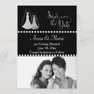 Invitation Mariage Gay Photo Enregistrer la Date Argent