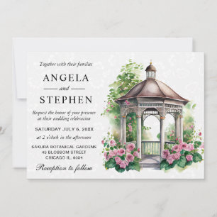 Invitation Mariage Gazebo du jardin de printemps aquarelle