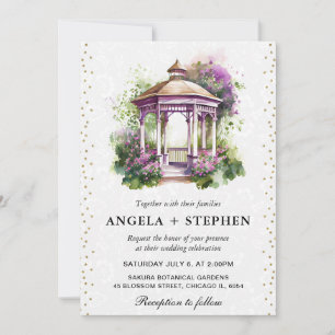 Invitation Mariage Gazebo du jardin de printemps aquarelle