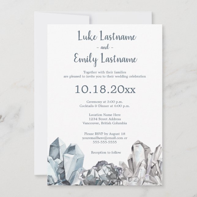 Invitation Mariage Geode & Pierres précieuses (Devant)