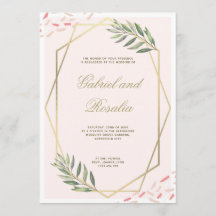 Mariage géométrique à bordure florale d'or