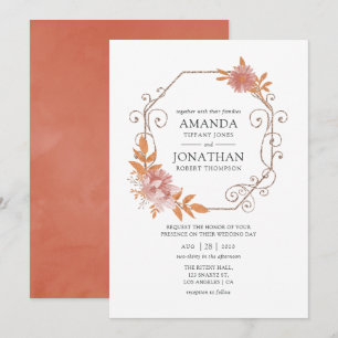 Invitation Mariage géométrique à l'aquarelle en terre cuite