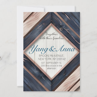 Invitation Mariage géométrique bleu bleu bleu bleu bleu marin