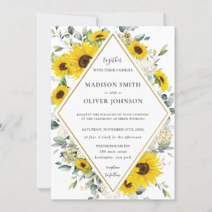 Invitation Mariage géométrique chic de tournesol fleuri