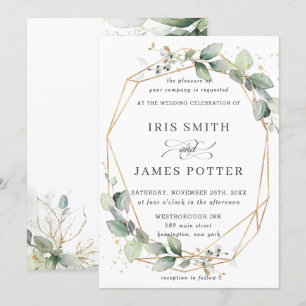 Invitation Mariage géométrique de feuillage chic