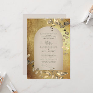 Invitation Mariage géométrique en or métallique et beige