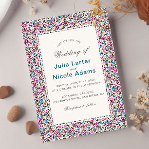 Invitation Mariage géométrique en treillis marocain
