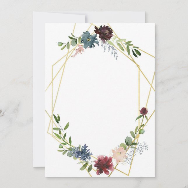 Invitation Mariage géométrique et fleurs (Devant)