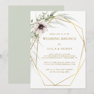 Invitation Mariage géométrique Eucalyptus Gold Brunch