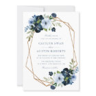 Mariage géométrique floral bleu clair et marine