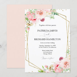 Invitation Mariage Géométrique Floral Blush Élégant Moderne