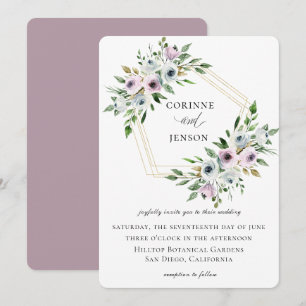Invitation Mariage géométrique floral mauve