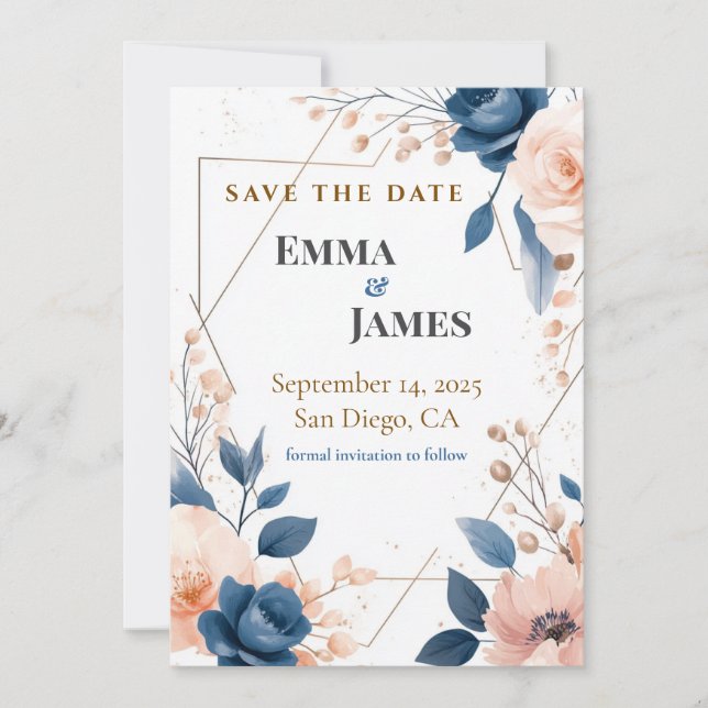 Invitation Mariage géométrique floral moderne Enregistrer la  (Devant)