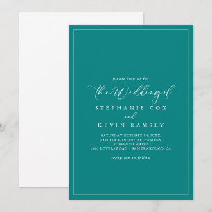 Invitation Mariage Géométrique Idyllique Turquoise de calligr