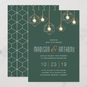 Invitation Mariage géométrique moderne de vert vert de