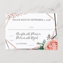 Mariage géométrique moderne Rose or RSVP