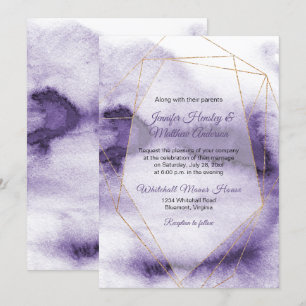 Invitation Mariage géométrique moderne Ultra Violet Ombre Or