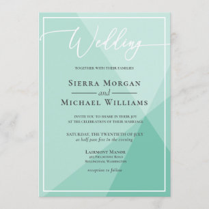 Invitation Mariage géométrique moderne vert Mint