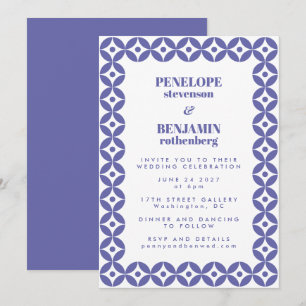 Invitation Mariage géométrique moyen classique et violet chic