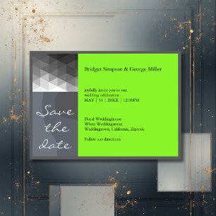 Invitation Mariage géométrique officiel propre sûr la date