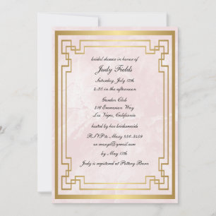 Invitation Mariage géométrique rose en marbre doré pour la do