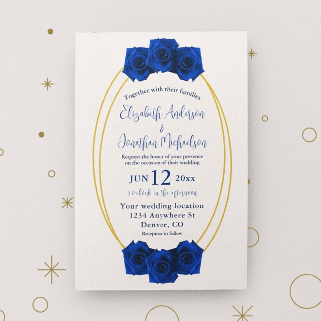 Invitation Mariage géométrique Royal Blue et Gold (Créateur téléchargé)