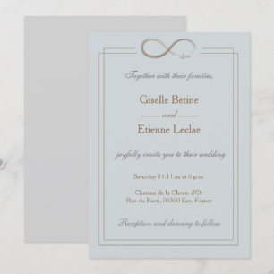Invitation Mariage géométrique Signe d'infini bleu or