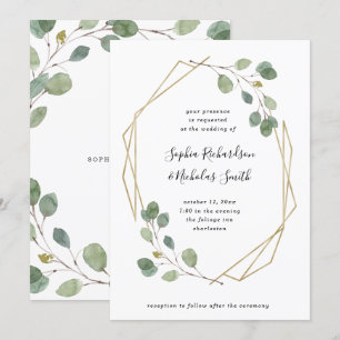 Invitation Mariage géométrique simple de la verdure  