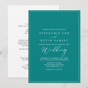 Invitation Mariage géométrique Turquoise idyllique avant et a