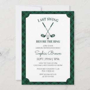 Invitation Mariage Gingham Vert de Golf