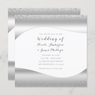Invitation Mariage Glam de luxe Silver Wave Sparkle Parties s