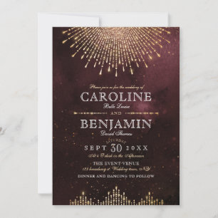 Invitation Mariage Glamor Deco Bourgogne Vintage
