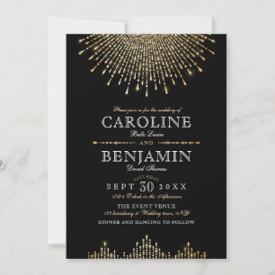 Invitation Mariage Glamor Deco Gold Black Vintage