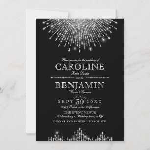 Invitation Mariage Glamor Deco Silver Black Vintage