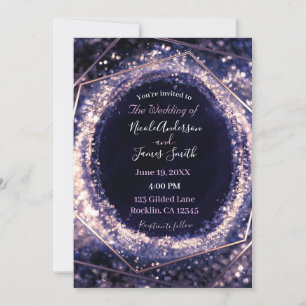 Invitation Mariage Glamour Abstrait Moderne Violet Améthyste