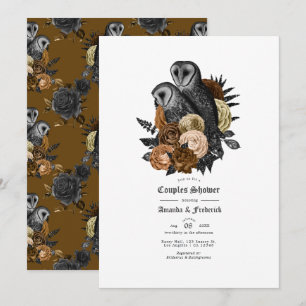 Invitation Mariage Glamour Vintage Hiboux Gothiques Couple