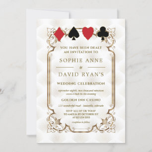 Invitation Mariage Gold Art Déco Gatsby Casino Vegas Poker 