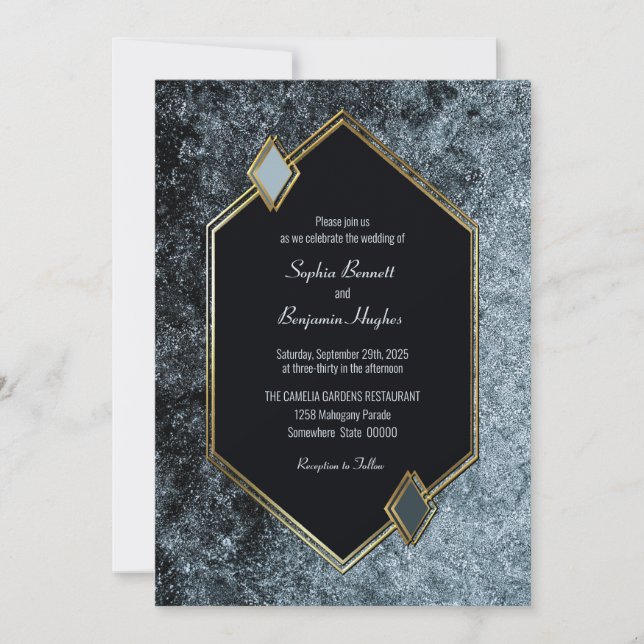 Invitation Mariage Gold Border Silver (Devant)
