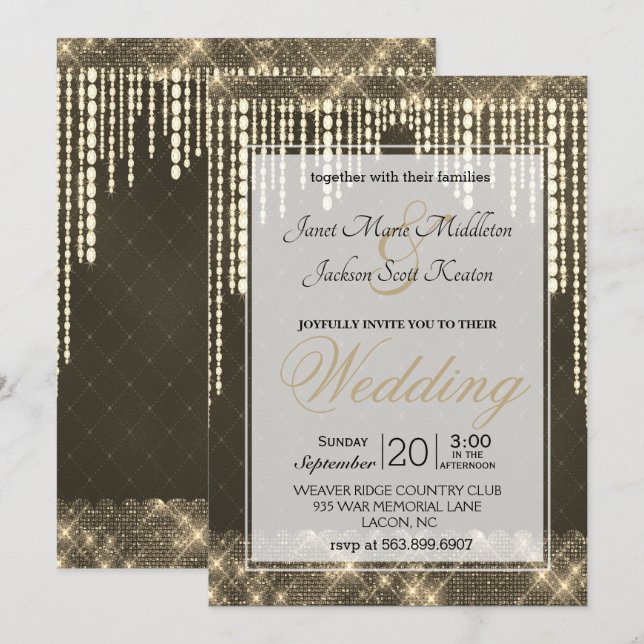 Invitation Mariage Gold Diamond (Devant / Derrière)
