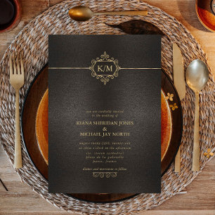 Invitation Mariage Gold Filigree fin ID871