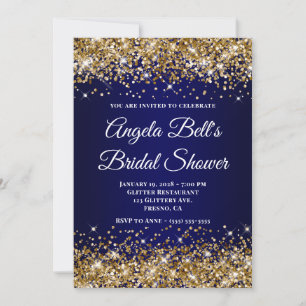 Invitation Mariage Gold Glitter Bleu Nuit Ombre