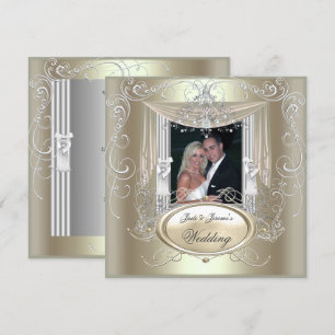 Invitation Mariage Gold Mint Argent Ornate Élégant