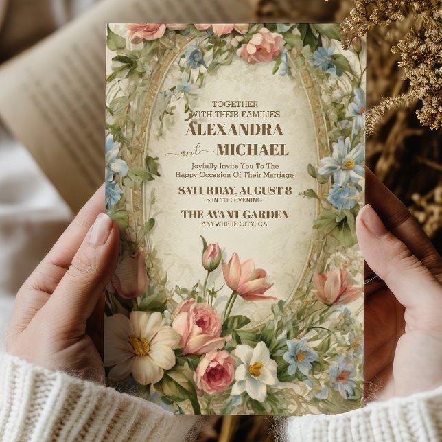 Invitation Mariage Gold Purple Vintage William Morris (Créateur téléchargé)