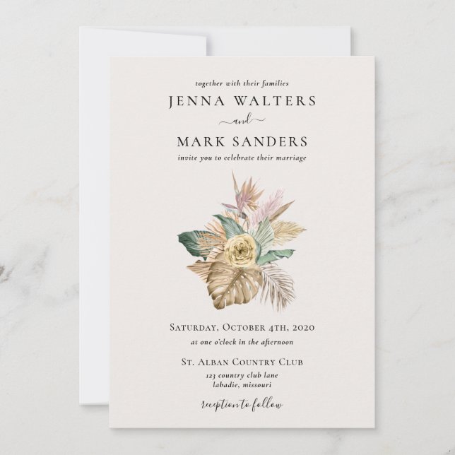 Invitation Mariage Gold Tropics (Devant)