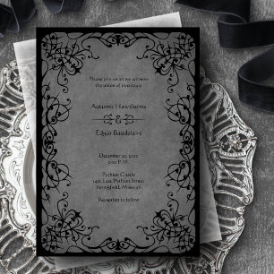 Invitation Mariage gothique à dentelle noire
